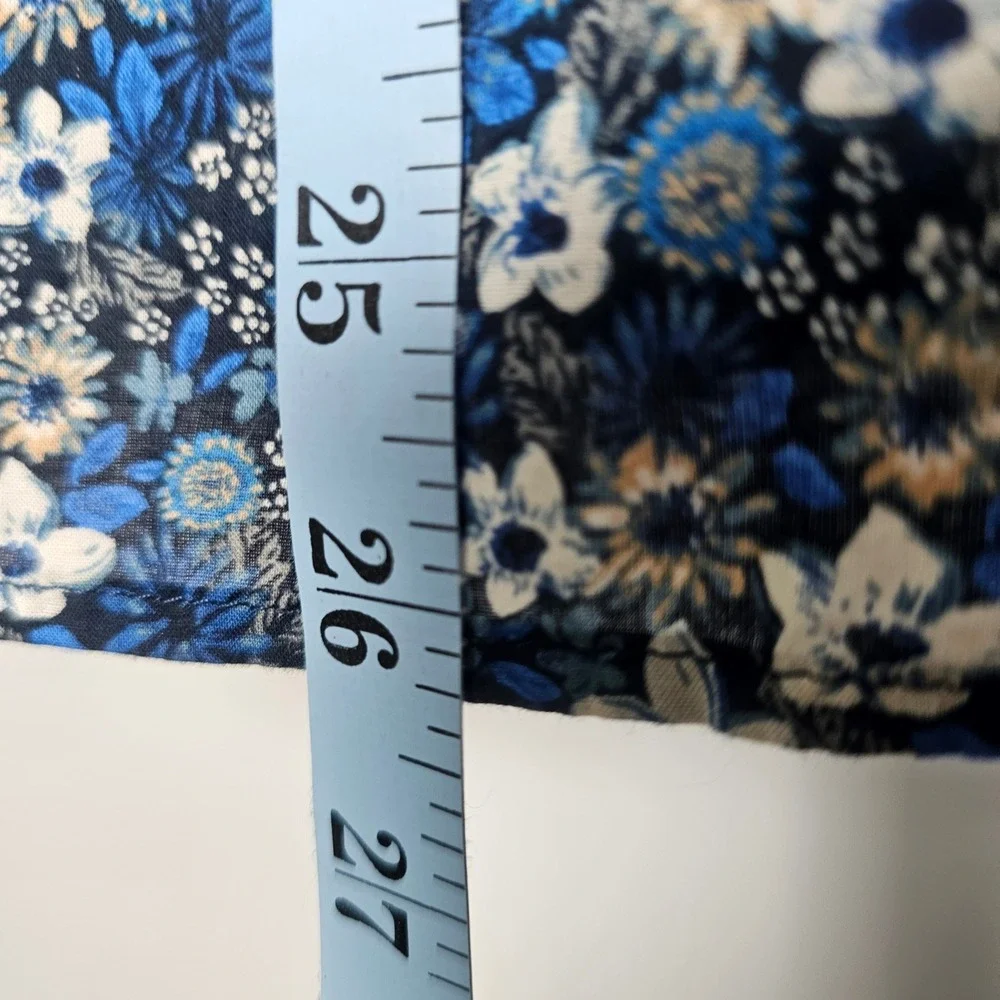Talbots‎ Floral Pintuck Blouse Womens L Blue 100% Cotton Boho Cottagecore Spring